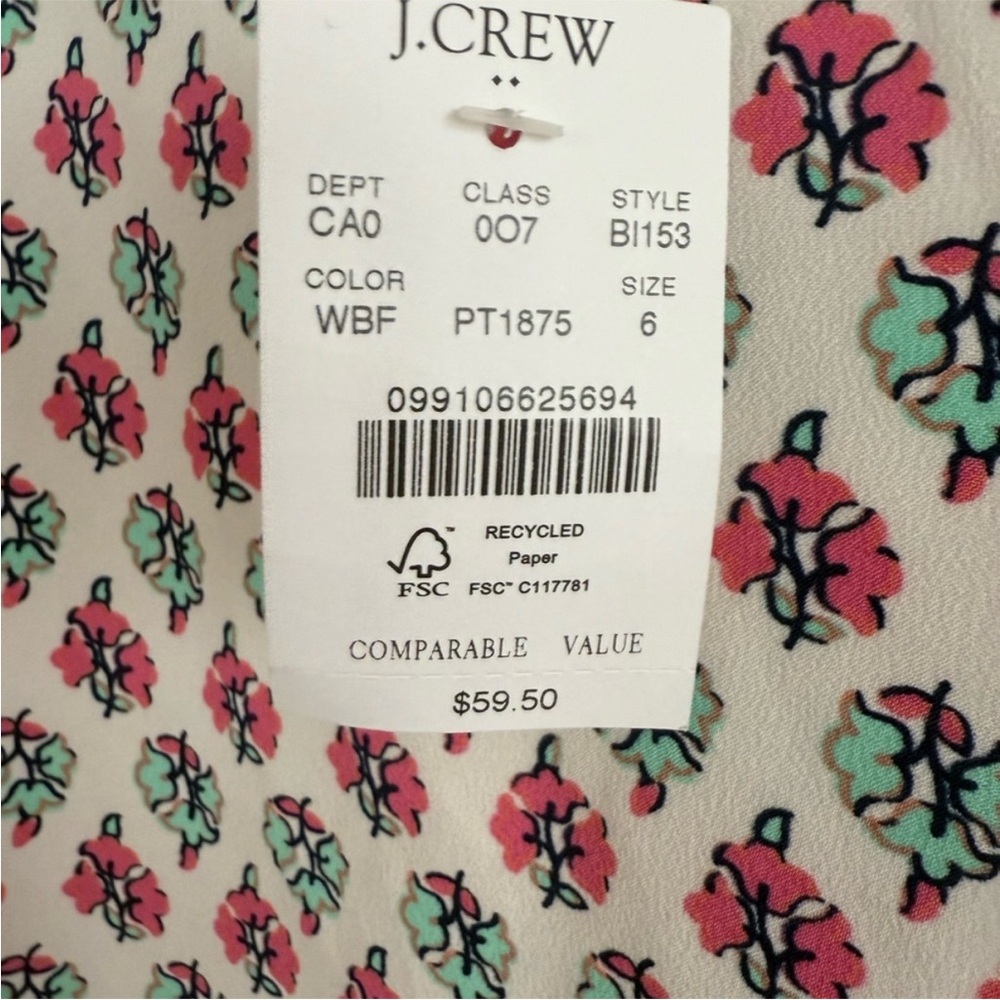 J. Crew Pink and Blue Floral Print Camisole Size 6 - Picture 2 of 4